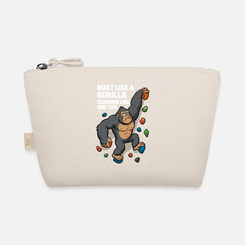Bouldering Funny – Gorilla Cartoon Climbing Shirt Organic Pouch
