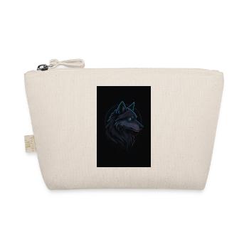 Schwarzer Wolf neonblau - Bio-Täschchen - Natur - Vorne