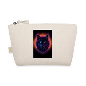 Neon Wolf auf Orange Circle - Bio-Täschchen - Natur - Vorne