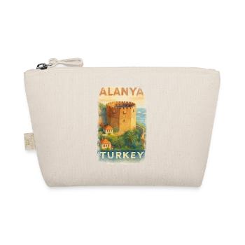 Alanya Turkey – Watercolor Travel Poster Red Tower - Organic Pouch - nature - Front