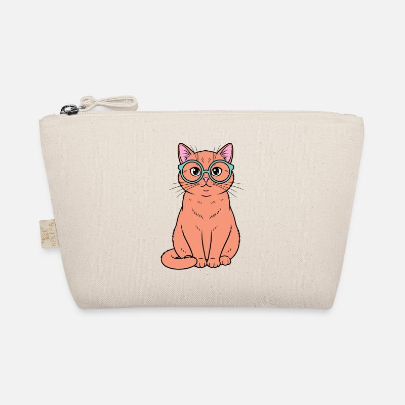 Ginger Cat in Teal Glasses Organic Pouch