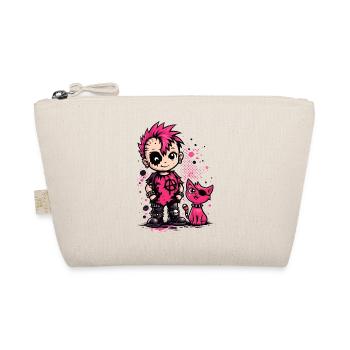 Punk Kid mit pinker Katze - Bio-Täschchen - Natur - Vorne