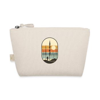 Hiker in retro forest sunset gift idea - Organic Pouch - nature - Front