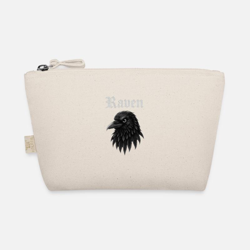 Rabe Gothic Kopf-Illustration Geschenkidee Style  Bio-Täschchen
