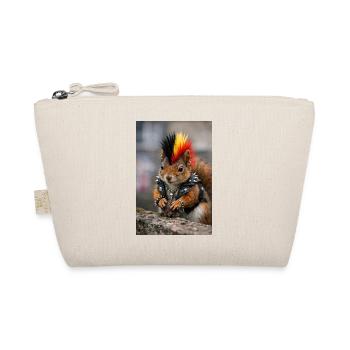 Punk Squirrel with Leather Vest - Organic Pouch - nature - Front