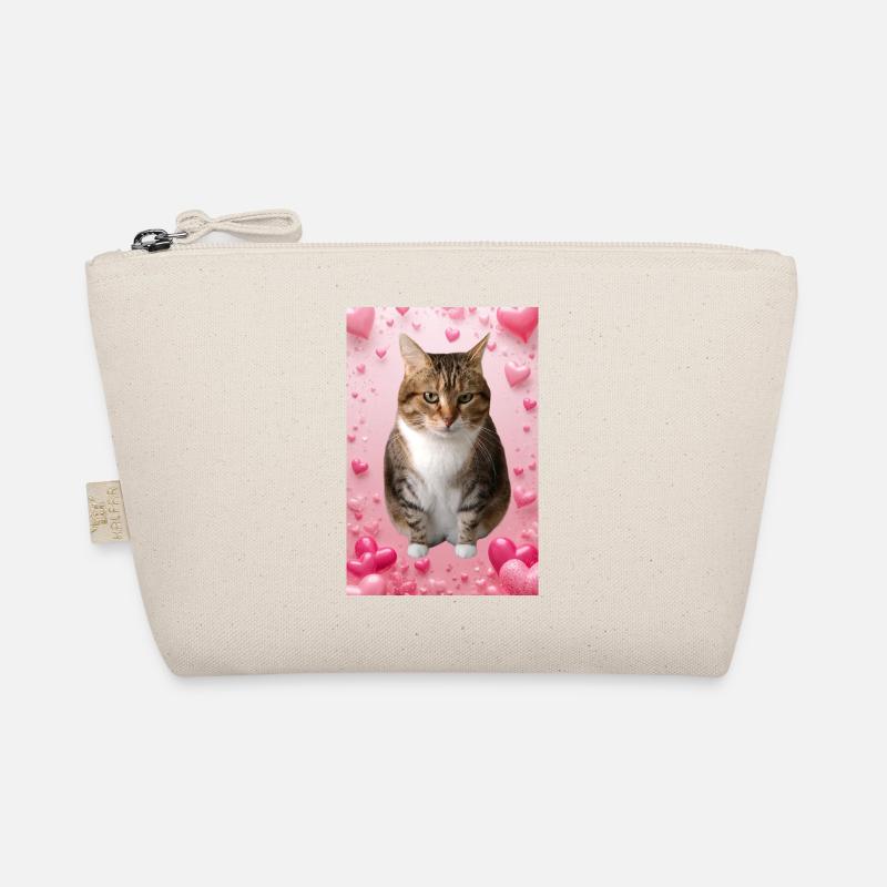 Missty-Katze mit Herzen - Bio-Täschchen - Natur