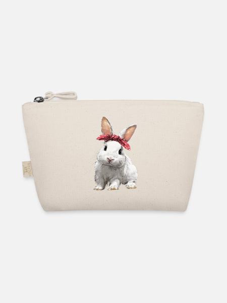 Hase Kaninchen Schleife - Bio-Täschchen - Natur