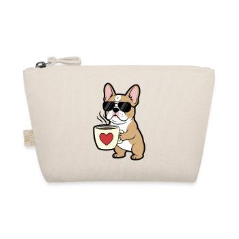 Bulldogge Hund Kaffee Comic - Bio-Täschchen - Natur - Vorne