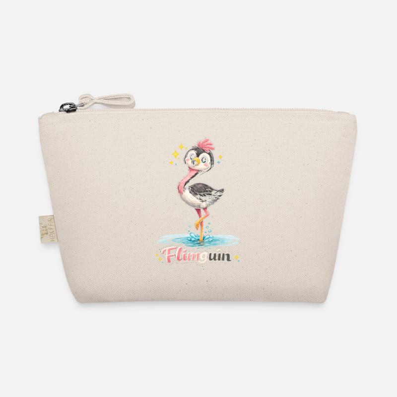 Flimguin | Flamingo + Pinguin (md) - Bio-Täschchen - Natur