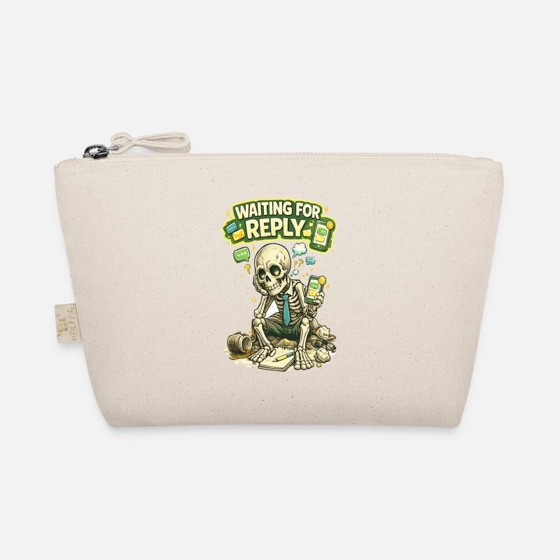 Waiting for Reply Funny Skeleton Phone Shirt Organic Pouch