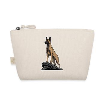 Belgian Shepherd Malinois Dog on Rock Portrait - Organic Pouch - nature - Front