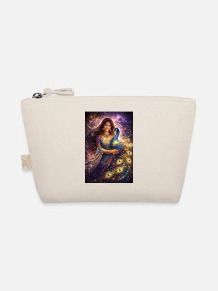 Mystical Indian Woman with Peacock - Organic Pouch - nature - Front