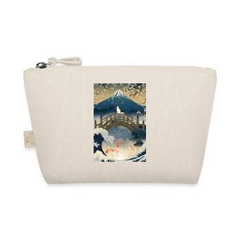 Cat on Bridge Beneath Mount Fuji Night - Organic Pouch - nature - Front