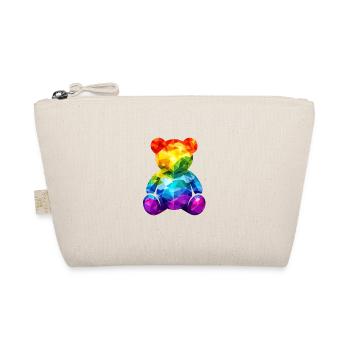 Rainbow teddy bear in geometric pattern - Organic Pouch - nature - Front