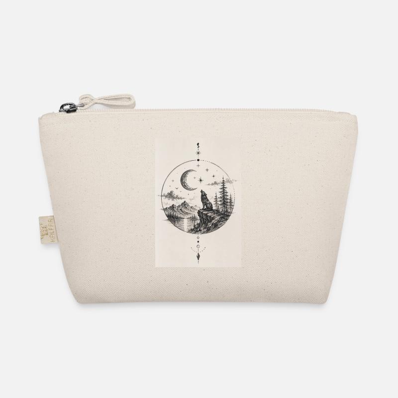 Moon wolf on the rocky summit Organic Pouch
