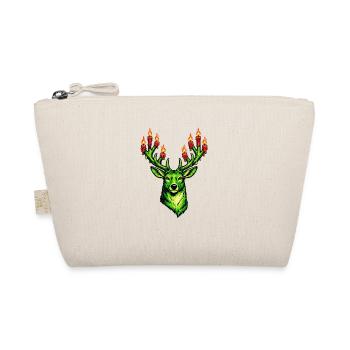 grüner Weihnachtshirsch mit Kerzen - Bio-Täschchen - Natur - Vorne