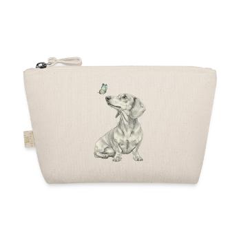 Dachshund with Butterfly Profile Sketch Banksy Style - Organic Pouch - nature - Front