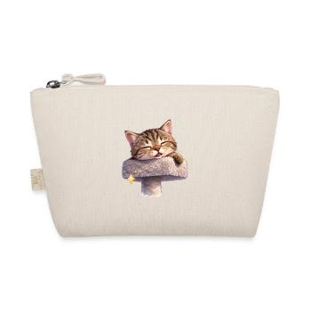Satisfied cat on scratching post - Organic Pouch - nature - Front