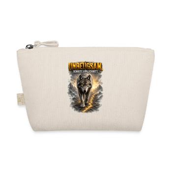Unbeugsam - Schritt für Schritt/Wolf Motiv - Bio-Täschchen - Natur - Vorne