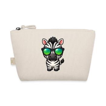 Süßes Zebra Cartoon Kawaii mit Sonnenbrille - Bio-Täschchen - Natur - Vorne