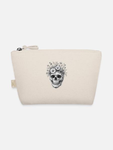 Floral Skull Gothic Grafik - Bio-Täschchen - Natur