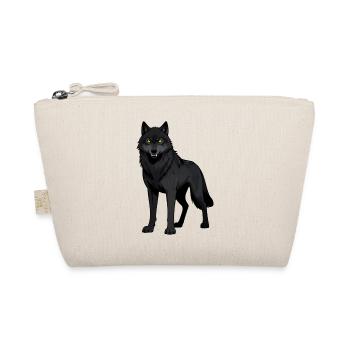 Schwarzer Wolf mit gelben Augen - Bio-Täschchen - Natur - Vorne
