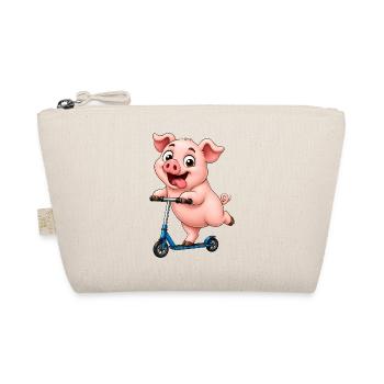 Pig Scooter Scooter Funny Farm Motif - Organic Pouch - nature - Front
