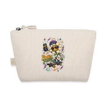 Flower Power Skateboard Flower – Cool Retro Hippi - Organic Pouch - nature - Front