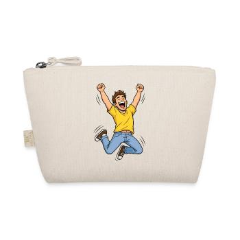 Jubilant Man in the Jump – Comic Winner Success - Organic Pouch - nature - Front