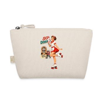 50s Diner Pin-Up: Retro Roller Skate & Milkshake - Organic Pouch - nature - Front