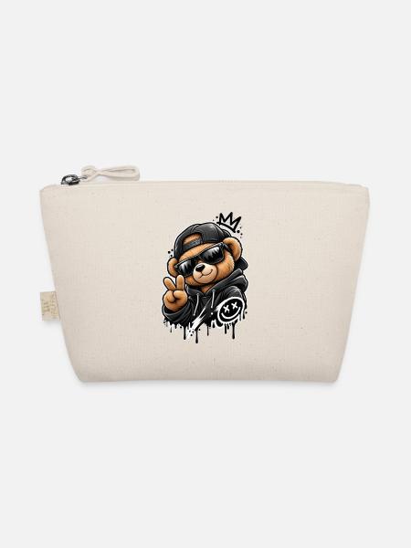Graffiti Panda König Hoodie - Bio-Täschchen - Natur