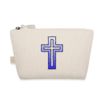 Blaues Jesus Kreuz  - Bio-Täschchen - Natur - Vorne