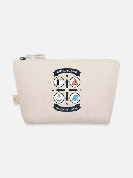 Refuse To Sink Vintage Nautical Compass Badge - Bio-Täschchen - Natur