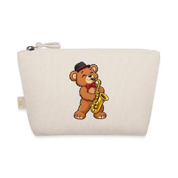 Teddy mit Saxophon - Bio-Täschchen - Natur - Vorne