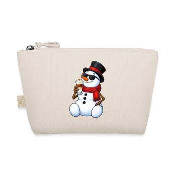 Schneemann mit Latte Macchiato - Bio-Täschchen - Natur - Vorne