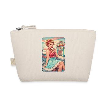 Rockabilly Pin-Up Girl im 50s Retro Diner - Bio-Täschchen - Natur - Vorne