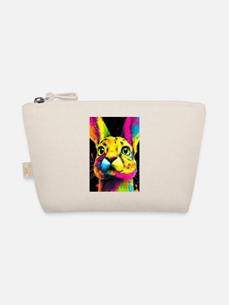 Bunter Hasenkopf  Pop-Art - Bio-Täschchen - Natur