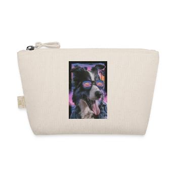 Retro Stil Hund mit Sonnenbrille - Bio-Täschchen - Natur - Vorne