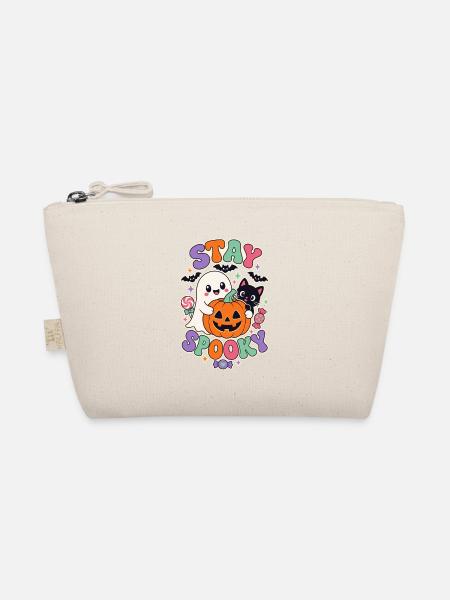 Bleib gruselig, süß Retro Halloween Geisterkatze Kürbis - Bio-Täschchen - Natur