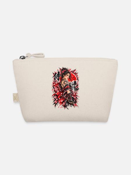 Japan Samurai Kriegerin – Sakura Design - Bio-Täschchen - Natur