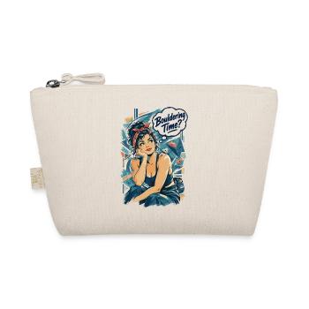 Retro Pin-Up Bouldering Time Klettern Design - Bio-Täschchen - Natur - Vorne