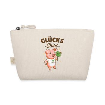 Glücksshirt Glücksschwein Kleeblatt Glücksbringer  - Bio-Täschchen - Natur - Vorne