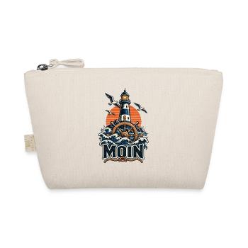 Moin – Leuchtturm & Steuerrad Küsten Design - Bio-Täschchen - Natur - Vorne