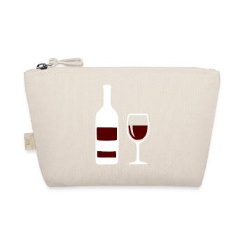 Weinflasche und Weinglas Wein Geschenk Genießer - Bio-Täschchen - Natur - Vorne