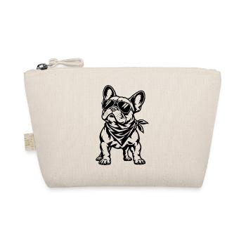 Französische Bulldogge – Cooler Biker Hund - Bio-Täschchen - Natur - Vorne