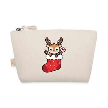 Süßer Kawaii-Weihnachts-Rentier-Socken-Zuckerstock - Bio-Täschchen - Natur - Vorne