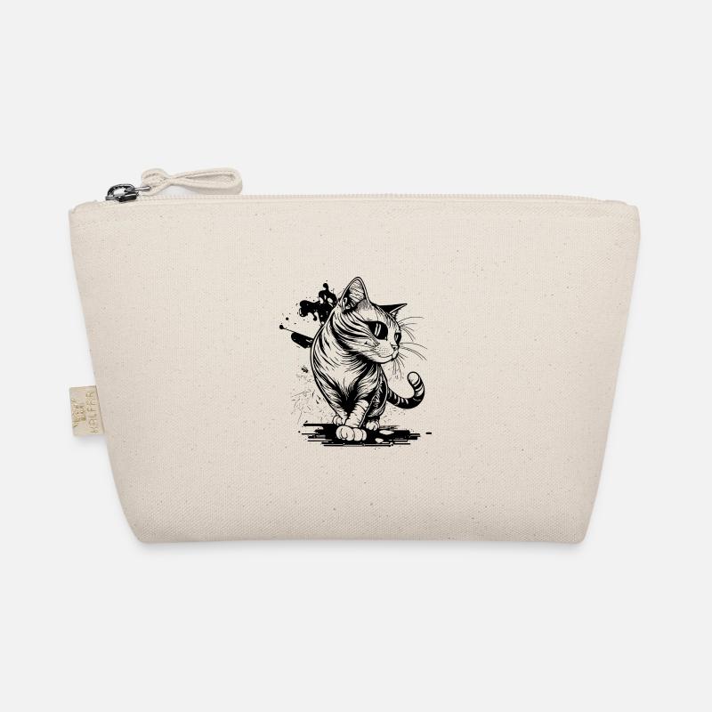 Cute cat with paws in tattoo style Organic Pouch