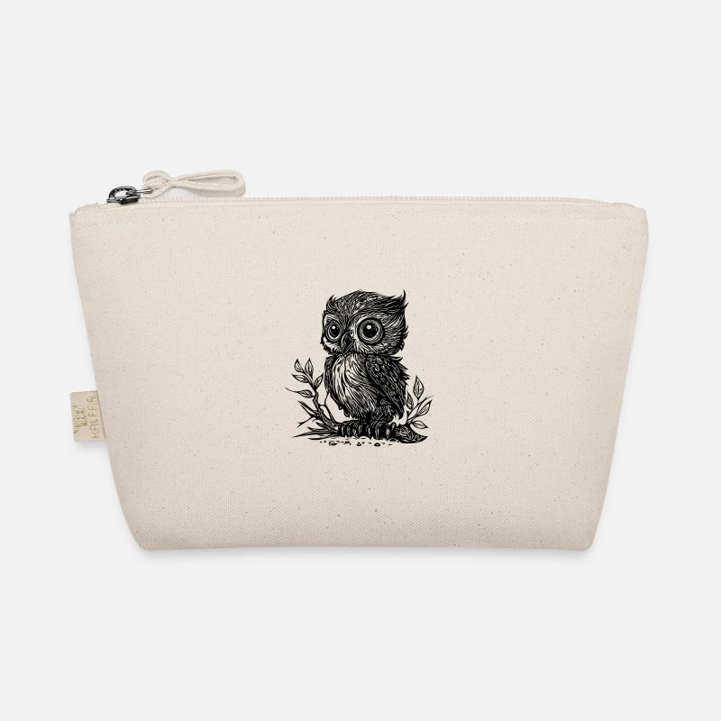 Cute little vintage owl on a branch Organic Pouch