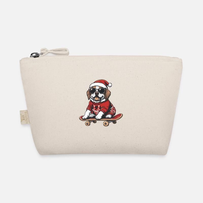 Saint Bernard Dog Christmas Skateboard Organic Pouch