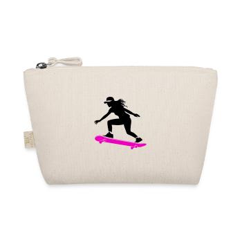 Skateboarding Woman Symbol Skateboard - Organic Pouch - nature - Front